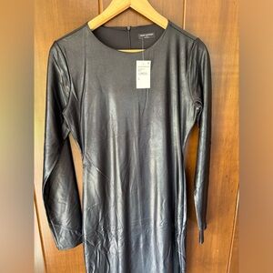 Black Faux Leather Bodycon Spandex Dress NWT